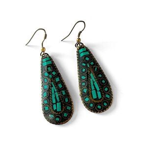 Mosaic Turquoise Teardrop Earrings